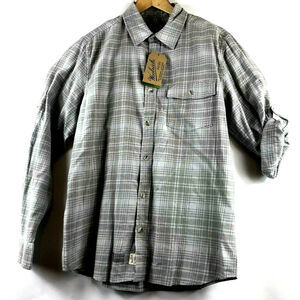 WOOLRICH Mens Medium Zen Hollow Convertible Sleeve Modern Fit Shirt Gray Beige